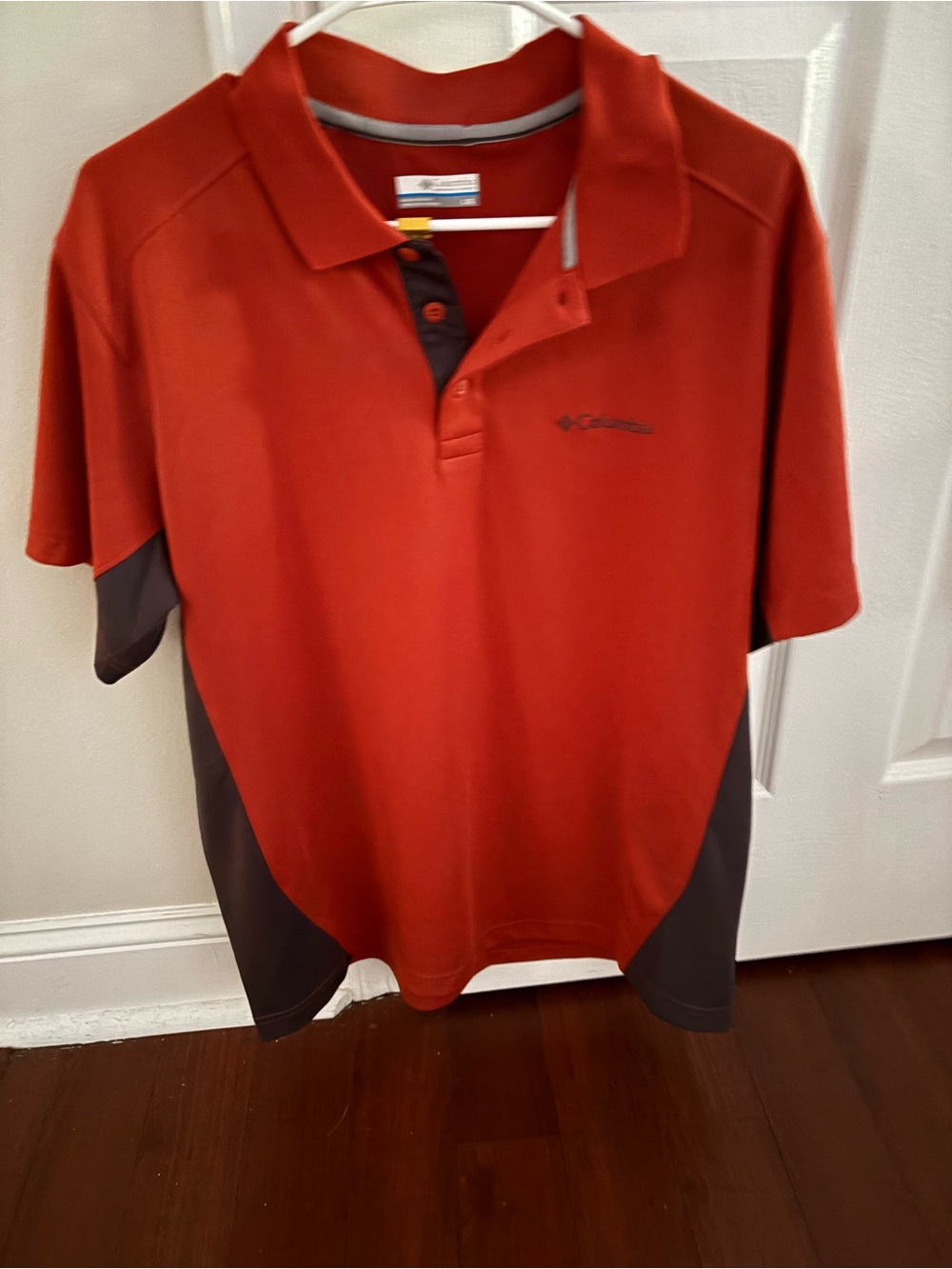 Columbia Freezer Coil Polo Shirt Men Large Orange Gray